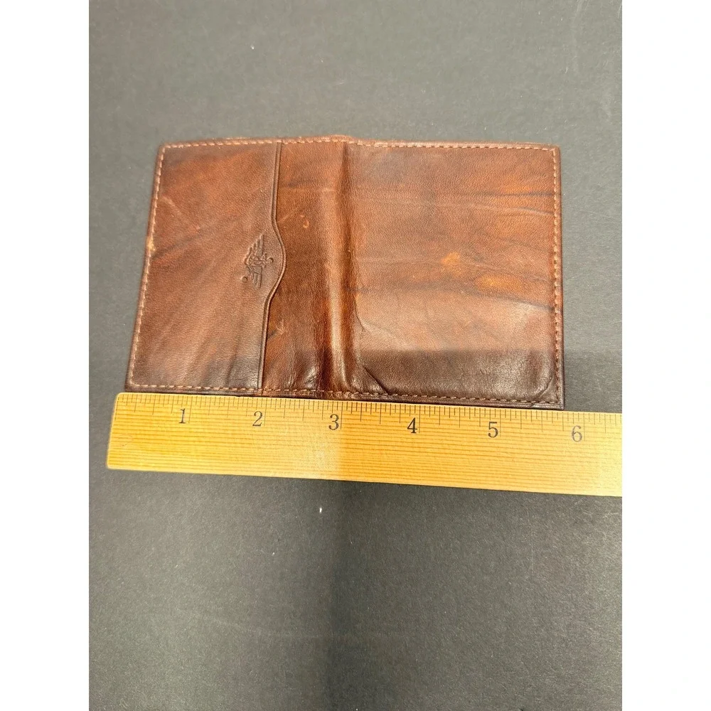 Dockers Brown Leather Slim Bifold Wallet Double‎ ID Window Card Case Distressed